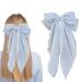 8 Inch Large Blue Hair Bow - Butterfly Knot with Long Tail  Metal & Fabric - Women's Fashion Hair Accessory  Large Hair Bows for Women Girls  Hair Bow Barrette Clip for Casual & Formal Events - 1 Pcs ( Blue)