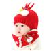 Baby Winter Warm Hat Scarf Set Thermal Knitted Beanie Hat And Circle Scarf Snood Neck Warmer Cute Bunny Boys Girls Beanie Hat And Scarf Set Fleece Lined For Infant Kids Toddler Children 6-36 Months Red