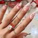 Vatocu Christmas False Nails Short Red Press on Nails Snowflakes Elk Fake Nails Snowman Acrylic Stick on Nails for Women and Girls(24pcs)