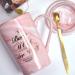 Bokalaka Mother's Day Gift - 400ml Pink Ceramic Coffee Cup with Lid & Spoon | Perfect Mom Gifts & Birthday Present | Best Mom in the World - Buy Online on SooperMarket.com