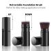 Retractable Flat Top Kabuki Brush | Portable Foundation Makeup Brush with Cover - Black - Buy Online on SooperMarket.com