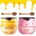 2PCS Bee Balm Honey & Strawberry Lip Balm  Exfoliating Honey Pot Lip Balm Sleeping Lip Mask with Brush  Hydrating & Prevention Dry and Cracked  Lip Scrubs Exfoliator & Moisturizer (Yellow+Pink) Pink+Yellow