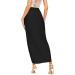 Sanahy Women's Casual Boho Maxi Wrap Skirt in Black | Elastic High Waist | Asymmetrical Slit Design | Perfect for Summer Beach Days - Buy Online on SooperMarket.com