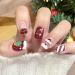 Vatocu Christmas False Nails Short Red Nude Fake Nails Snowflakes Xmas Press on Nails Snowman Tree Acrylic Stick on Nails for Women and Girls(24pcs)