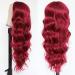 QD-Tizer Burgundy Red Lace Front Wig - Long Wavy Heat Resistant Synthetic Hair for Women - Buy Online on SooperMarket.com
