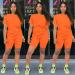 PINSV Women's Summer Bodycon Short Pants Workout Set - Orange, Large - Buy Online on SooperMarket.com