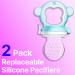 MICHEF Baby Food Feeder Fruit Pacifier (2 Pack) - Silicone Teething Toy with 6 Replaceable Pacifiers for Infant Feeding - Ideal Teether for Babies - Buy Online on SooperMarket.com