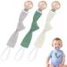 Vicloon Baby Dummy Clips 3 Pcs Wooden Dummy Clips for Baby Dummy Clip Boys Girls Soother Pacifier Chain Holder Clips BPA Free Baby Dummy Chain for Teether Toy or Soothie green/gray/beige