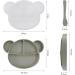 Suction Silicone Baby Plate with Lid, Spoon & Divided Sections - BPA Free & Dishwasher Safe - Toddler Self Feeding Dinnerware Set in Light Green - Buy Online on SooperMarket.com