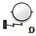 Wall Mounted Lighted Makeup Mirror 10X LED Magnifying Mirror with 3 Color Lights, Double Sided, Touch Screen Dimming, Extension Bathroom Vanity Mirror (Black, 10X)