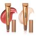 2 Color Contour Beauty Wand  Liquid Face Concealer Pen  Highlighter and Blush Rouge Stick with Cushion Applicator Attached Easy to Blend. (03 Blush Peach+04 Highlight Pearl White)