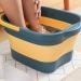 Yusseqdd Collapsible Foot Bath Basin - Multifunctional Large Capacity Foldable TPE Bucket for Home & Salon Use - Light Blue - Buy Online on SooperMarket.com