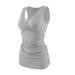 ZUMIY Maternity Nursing Top Pregnant Breastfeeding Shirt Women's Cotton V Neck Ruched Waist Double Layered Tank L Grey