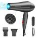 Faszin Ionic Hair Dryer - 2400W Professional Hairdryer with Triple-L Plus Heat Resistant Technology Real Blow-Dry Without Overheating Comes with 4 Styling Accessories-Black