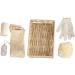 PLAFOPE 3-Piece Bath Flower Set with Rectangular Basket and Body Scrubber - Body Cleaning Kit with Loofah - 30x20cmx3pcs - Buy Online on SooperMarket.com