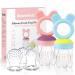 Baby Fruit Food Feeder Pacifier - 2 Packs Silicone Fresh Fruit Feeder BPA Free All Sizes Silicone Food Pouches Included (Blue&Pink) Blue and Pink