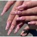Vatocu Coffin Matte False Nails Pink Long Line Press on Nails Acrylic Glue on Nails for Women Girls (24pcs)