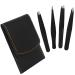 Classycoo Eyebrow Tweezers Set Professional 4 Pcs Stainless Steel Tweezers for Eyebrows Slanted and Pointed Precision Tweezer Kit-Best for Eyebrows  Facial Hair  Ingrown Hair  Splinter Removal-Black