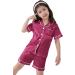 SWOMOG Kids Silk Pyjamas Set | Short Sleeve Satin PJs for Boys & Girls | Button-Down Silky Nightwear for Children & Teens | Age 4-16 | Grapefruit - Buy Online on SooperMarket.com