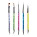 Sularpek 5 Pcs Double Ended Nail Design Brushes,Nail Art Point Drill Drawing Brush Pen,Double Ended Fine Nail Liner Brush Dotting Pen,Double Ended Brush and Dotting Tool Kit purple, green, pink, blue, yellow