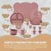 Yum Yum's Baby Weaning Set - Silicone Feeding Set of 10 with Suction Bowl, Spoon, Fork & Cup | Suction Plate & Baby Plate - Baby Gifts & Presents - Pink - Buy Online on SooperMarket.com