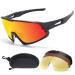 Aeike polarized sunglasses bicycle glasses men women polarized bicycle glasses with 3 echo liners tr90 frame for men women cycling ride running black red