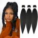 Easy Braid Pre stretched Braiding Hair 14 Inch 3Packs Black Hair Products for Natural Hair Kanekalon Braiding hair Pre stretched Hot Water Setting Box Braid Crochet Hair Extensions (14 Inch,1B#) 1B# 14 Inch(Pack of 3)