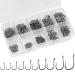 Fishing hooks carbon steel 300 pieces of fishing hooks in 10 sizes fishing hooks with eyelet hooks for fish fishing hooks with barn hooks set with plastic box fishing accessories for salt water fresh water