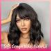 Short Brown Wavy Bob Wig with Bangs | Premium Synthetic Medium Length Wig for Women | Curly Dark Brown Cosplay Wig 12 Inch - Buy Online on SooperMarket.com