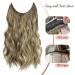 Invisible Wire Hair Extension Clip - Natural Wavy Synthetic Hair, Adjustable Size, 2 Secure Clips, Long Curly Secret Hair Piece - 20 inch Bright Bronde Highlights - Buy Online on SooperMarket.com
