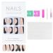 24 Pcs Short Coffin Press On Nails - Black Graffiti Acrylic Fake Nails with Glue for Women & Girls - Buy Online on SooperMarket.com
