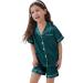 SWOMOG Kids Silk Pyjamas Set - Short Sleeve Satin PJs for Boys & Girls | Button-Down Silky Nightwear | Children Sleepwear for Ages 6-7 | Green - Buy Online on SooperMarket.com