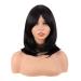 MapofBeauty 18 Inch/45 cm Layered Bangs Straight Synthetic Fiber Shoulder Length Hair Daily Use Wig (Black)