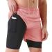 TENJOY Men's 2 in 1 Running Shorts 5" Quick Dry Gym Athletic Workout Shorts for Men with Phone Pockets Light Pink Medium