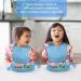 Vicloon Silicone Baby Feeding Set | 4 Pcs Weaning Suction Plate, Bib, Spoon & Fork | BPA-Free Toddler & Kids Plate Set | Divided Plate | Gift for Kids - Blue - Buy Online on SooperMarket.com