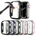 6 Pack Hard PC Case with Tempered Glass Screen Protector for Apple Watch 44mm SE(2022) Series 6/SE/5/4 Rontion Ultra-Thin Scratch Resistant Full Protective Bumper Cover for iWatch 44mm Accessories 44mm Black+Blue+Green+Starlight+Clear+Rose Gold