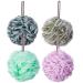 Novosun Loofah Bath Sponge Luffa Loufa Body Scrubber Mesh Pouf Shower Ball Exfoliating Shower Sponge Pack of 4 (60g/pcs) Multicolor-60g-4pack
