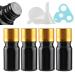 Tianzd 4 pieces empty small 5 ml gloss black glass bottles with sealed stopper gold aluminum screw cap glass bottle flasher oil fragrance perfume massage aromatherapy gold 5ml