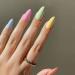 JUSTOTRY 24 Pcs Glossy Solid Oval Short False Nails Multi Colour French Press on Nails Pattern Fake Nails Short with Nail Glue Almond Medium Stick on Nails for Women Nails Fake Nail for Nails Art colourful&solid2