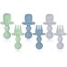 Baby Fork and Spoon Set 6 Pcs Silicone Toddler First Self-Feeding Cutlery Easy Grip Toddler Utensils for Baby Led Weaning 6 Months+ (Blue&Green&Grey)