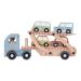 Little Dutch 7095 FSC wooden car transporter incl. 4 cars blue