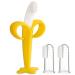 HAILI Baby Banana Toothbrush with 2 Finger Toothbrushes Soft Silicone Baby Teething Toy Teether Chew Toy for Babies 3-6 Months 6-12 Months