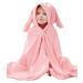 Gneliwm Baby Hooded Bath Towel Swaddle Wrap Blanket Bathrobe Ultra Soft Absorbent Coral Velvet Poncho Shower Towel for Newborn Infant Toddler (Pink Rabbit)