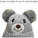 Cute Bear Kids Winter Hat | Dual Pom-Pom Chenille Knitted Warm Hat for Boys & Girls | Fleece Lined Earflap Cap for Toddlers 1-5 Years - Grey - Buy Online on SooperMarket.com