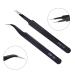 2Pcs Stainless Steel Tweezers Set for Eyelash and Nail Art - Straight and Curved Home Makeup Tool - Buy Online on SooperMarket.com