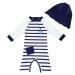 upandfast Baby Boy Swimwear Infant One Piece Zip Swimsuit UPF 50+ Sun Protection Toddler Bathing Suit with Sun Hat 6-9 Months Navy Stripe