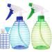 2 Mister Spray Bottles, 16.9oz/500ml Adjustable Spray Storage Containers for Hair, Plant and Home Cleaning, with 1 Foldable Mini Funnel, 1 Adhesive Hook, 24 Labels Blue and Green
