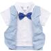 AmzBarley Baby Boys Gentleman Suit Set | Blue Tuxedo Rompers with Bowtie | 6-12 Months - Buy Online on SooperMarket.com