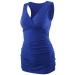 ZUMIY Maternity Nursing Top Pregnant Breastfeeding Shirt Women's Cotton V Neck Ruched Waist Double Layered Tank S Blue