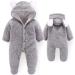 Newborn Baby Bear Snowsuit Winter Coat | Fleece Hooded Romper Jumpsuit | 3-6 Months Grey - Buy Online on SooperMarket.com
